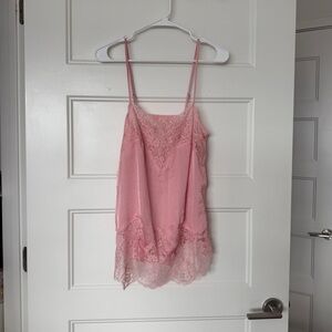 Vintage Victoria Secret Pink Lace Trim Cami Slip Top